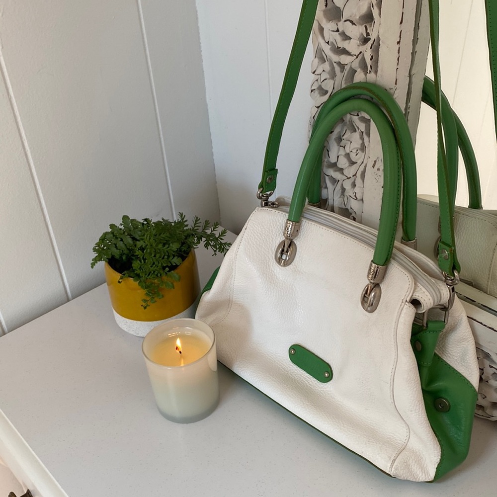 Vintage Valentina Green and White Satchel